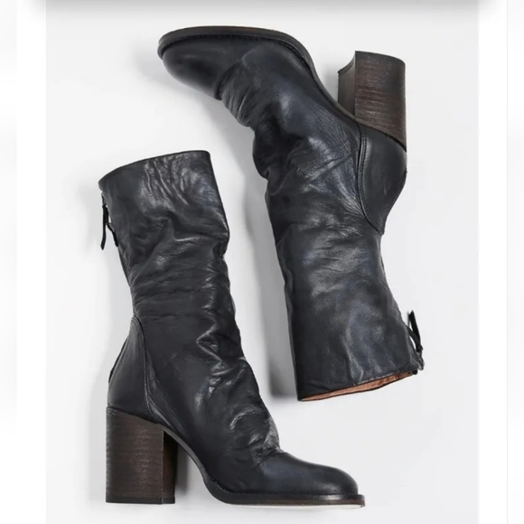 Free People Elle Block Heel Boots Black$198.00 Size 41/EU/9.5-10M US - Picture 2 of 7